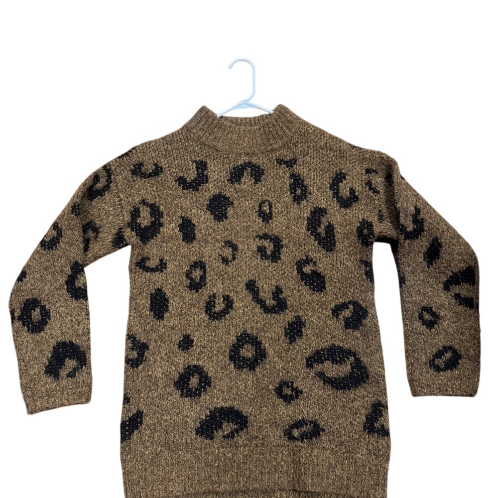 Universal Thread‎ Womens XS Leopard Print Mock Neck Pullover Sweater Brown Black